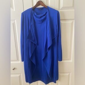 St. John Royal Blue Knit Dress Jacket Set SzS